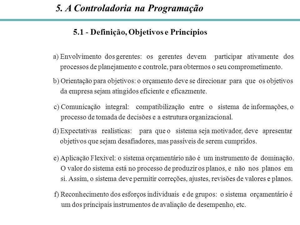 5. A Controladoria na Programação