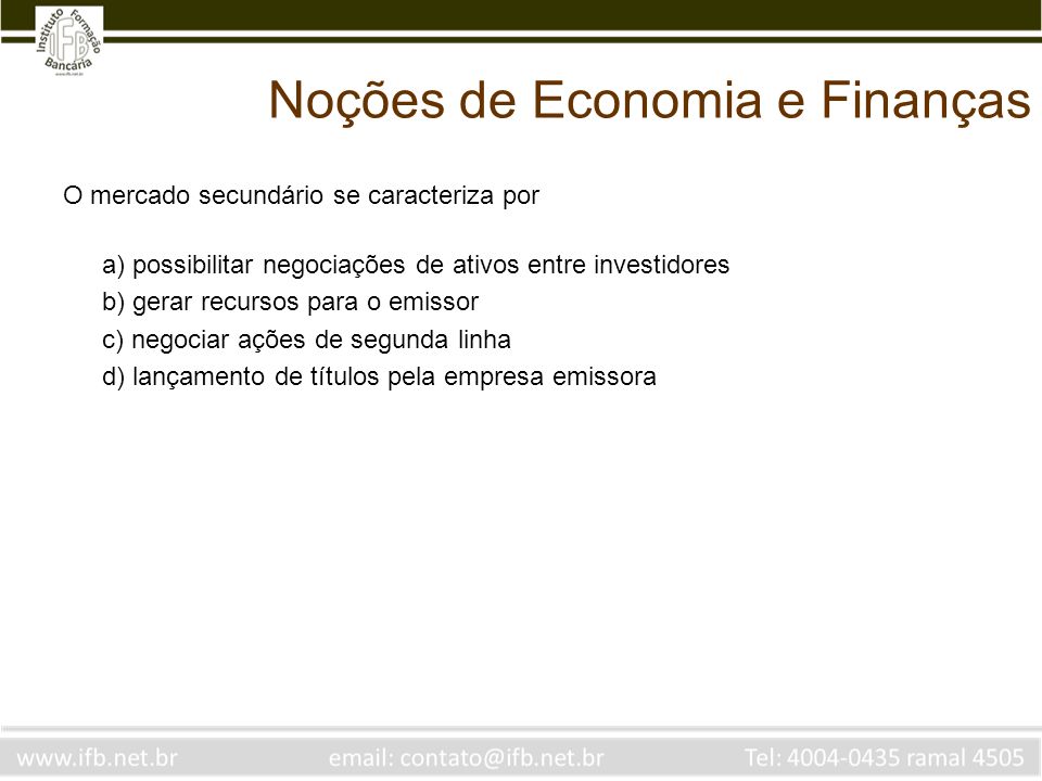 Noções de Economia e Finanças