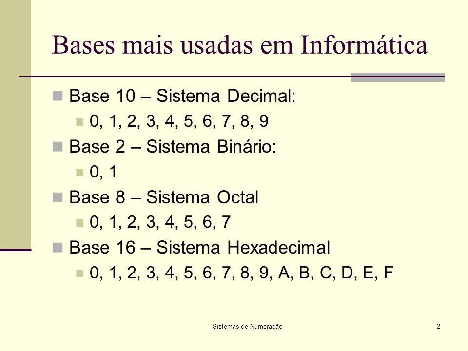 Ex. 1: sistema decimal – base 10