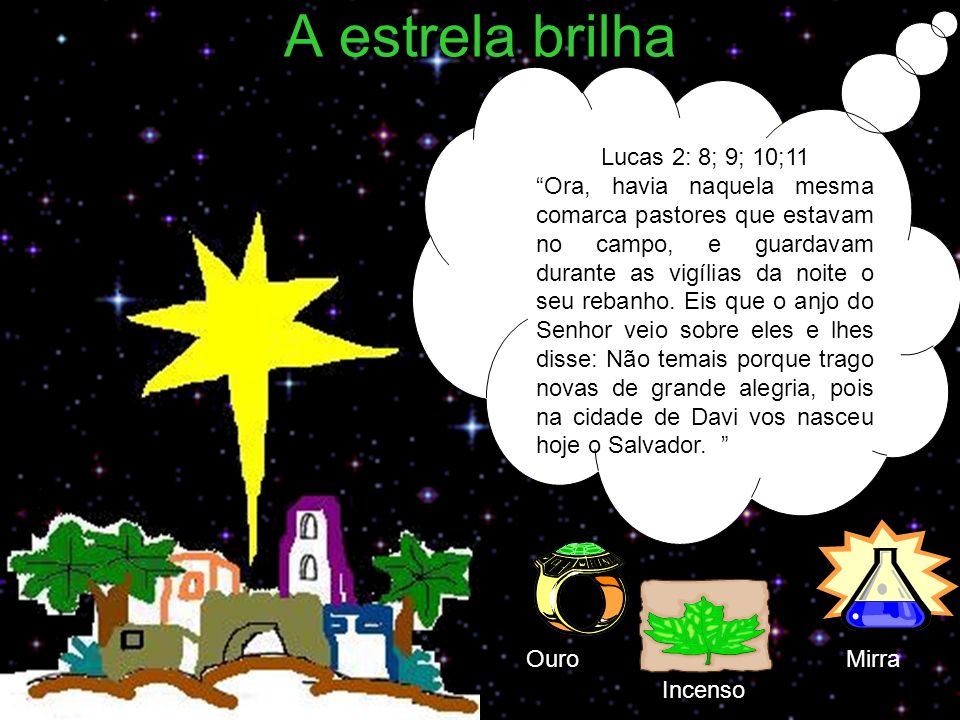A estrela brilha Lucas 2: 8; 9; 10;11