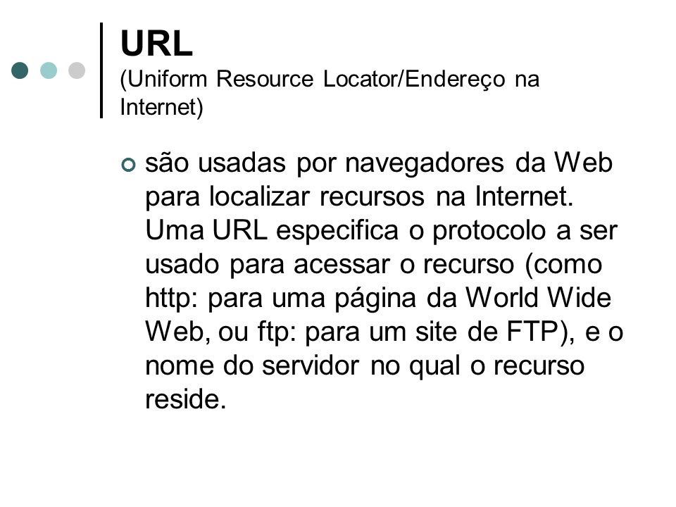 URL (Uniform Resource Locator/Endereço na Internet)