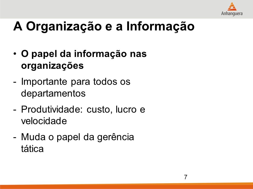 A Organização e a Informação