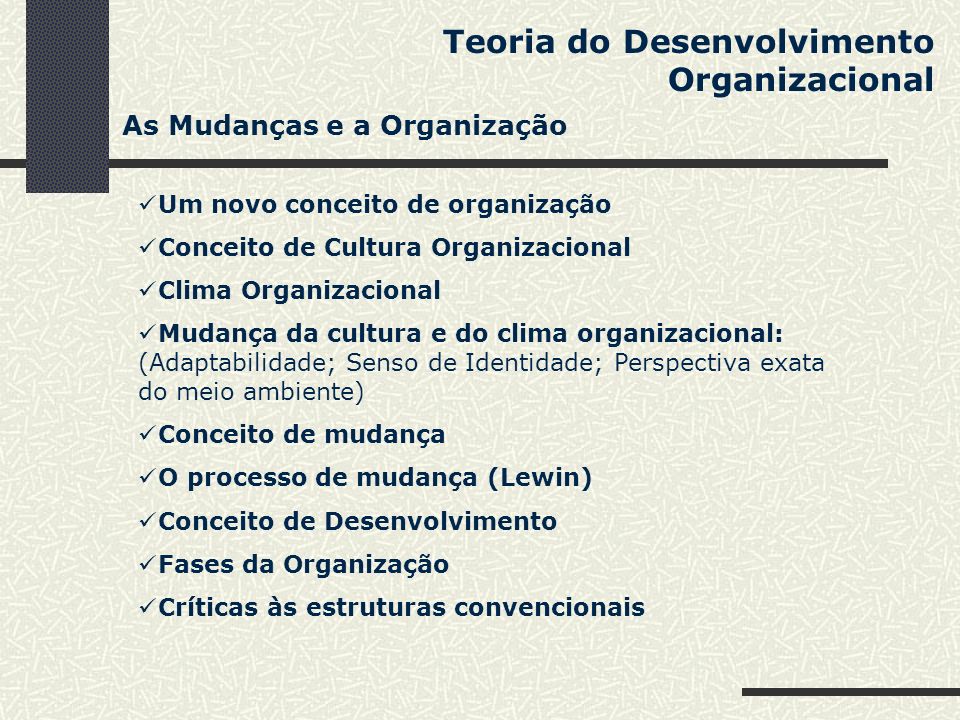 Teoria do Desenvolvimento Organizacional