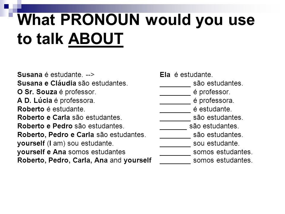 What PRONOUN would you use to talk ABOUT