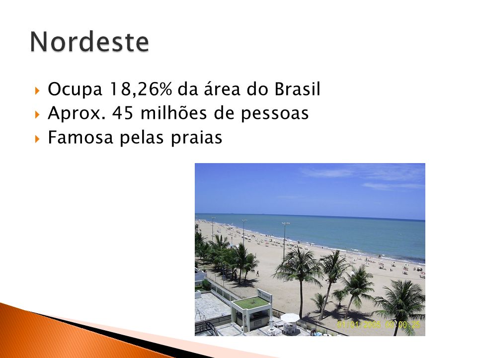 Nordeste Ocupa 18,26% da área do Brasil Aprox. 45 milhões de pessoas