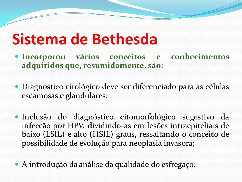 Sistema de Bethesda Incorporou vários conceitos e conhecimentos adquiridos que, resumidamente, são: