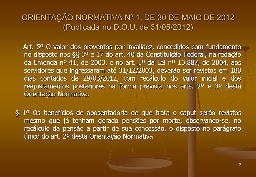ORIENTAÇÃO NORMATIVA Nº 1, DE 30 DE MAIO DE 2012 (Publicada no D. O. U