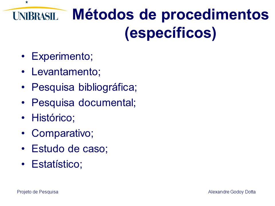 Métodos de procedimentos (específicos)