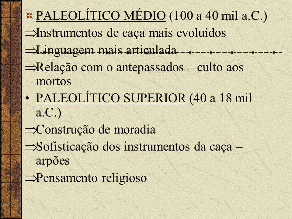 PALEOLÍTICO MÉDIO (100 a 40 mil a.C.)
