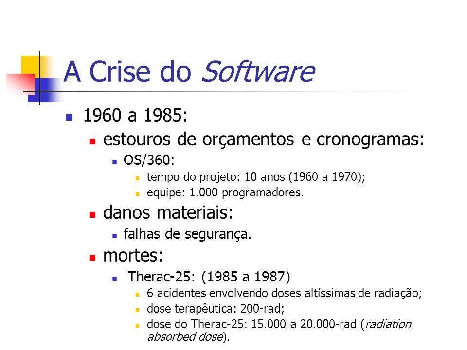 A Crise do Software 1960 a 1985: estouros de orçamentos e cronogramas: