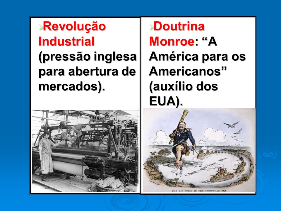 Revolução Industrial (pressão inglesa para abertura de mercados).