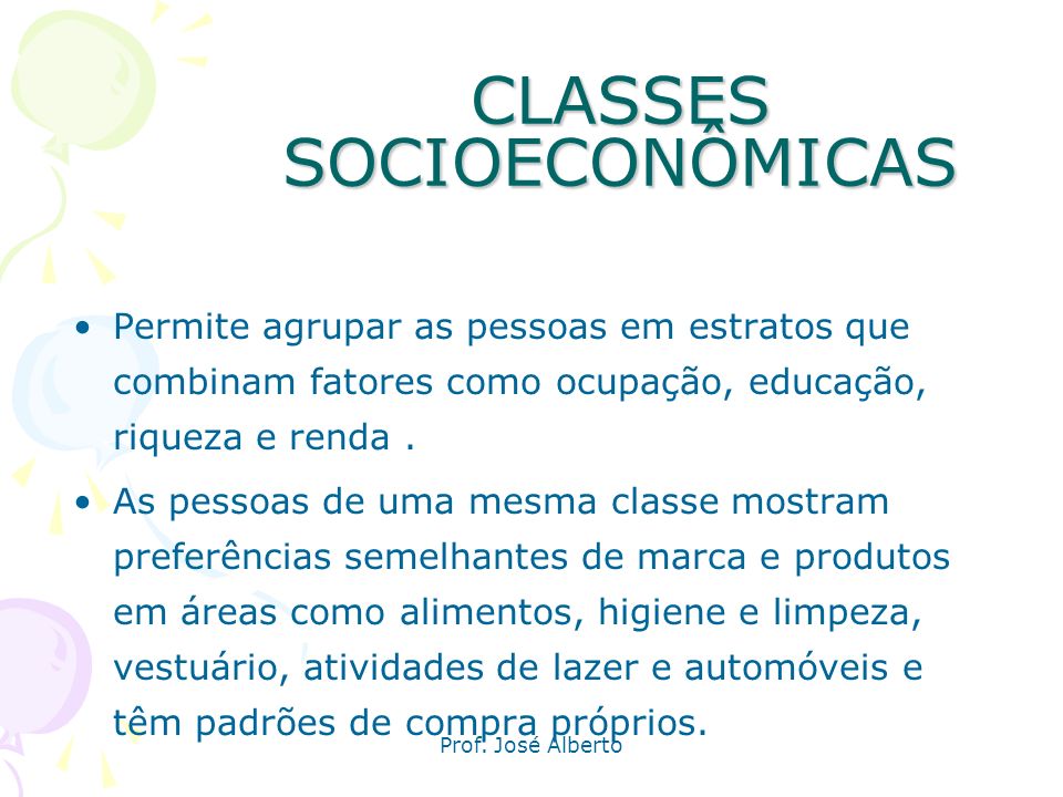 CLASSES SOCIOECONÔMICAS