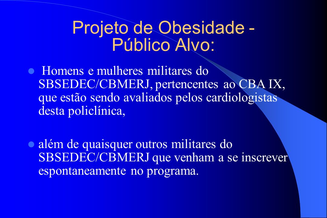 Projeto de Obesidade - Público Alvo: