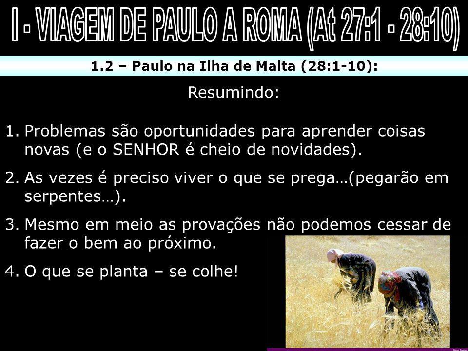 I - VIAGEM DE PAULO A ROMA (At 27:1 - 28:10)