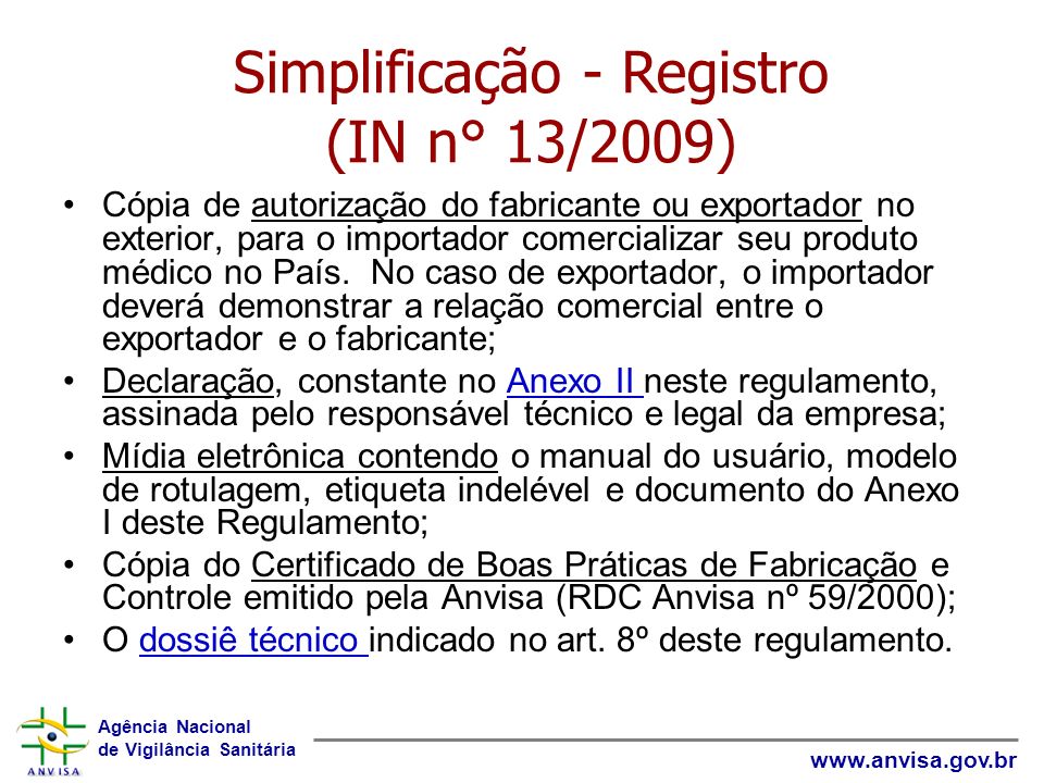 Simplificação - Registro (IN n° 13/2009)
