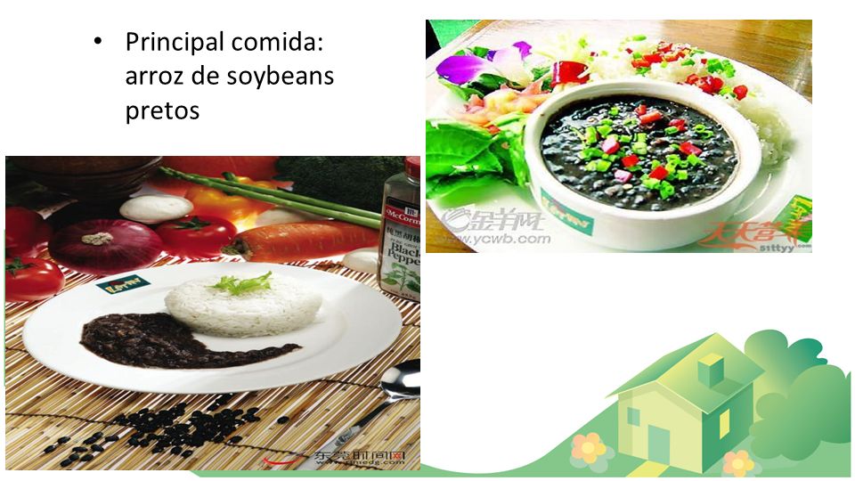 Principal comida: arroz de soybeans pretos