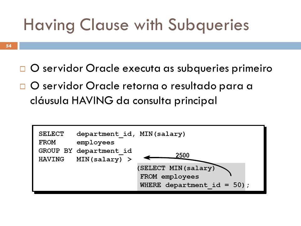 Having Clause with Subqueries