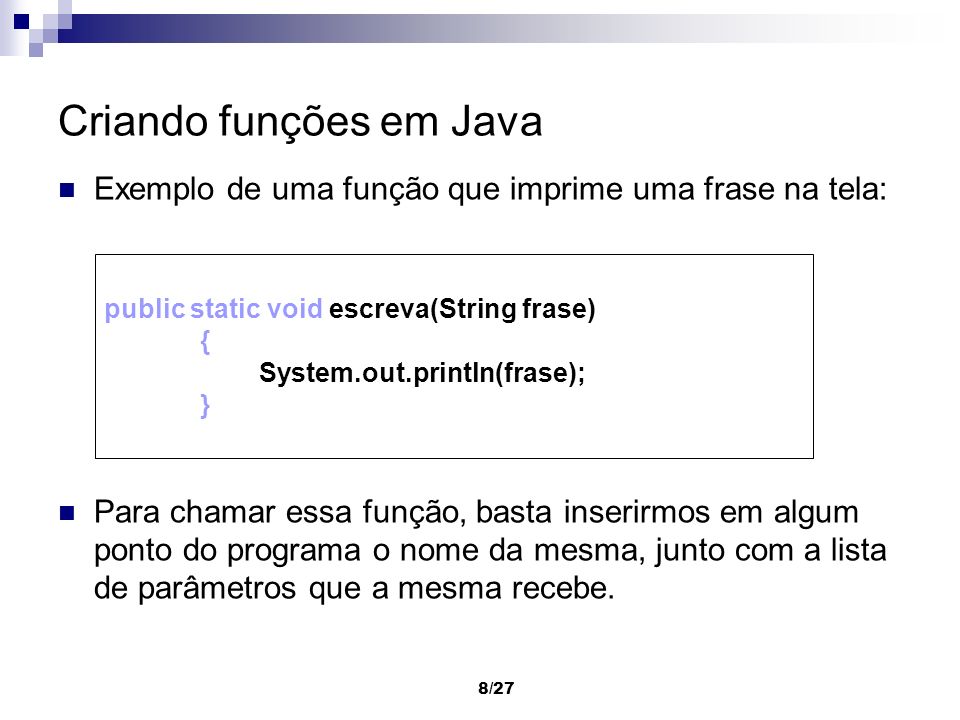 Criando funções em Java