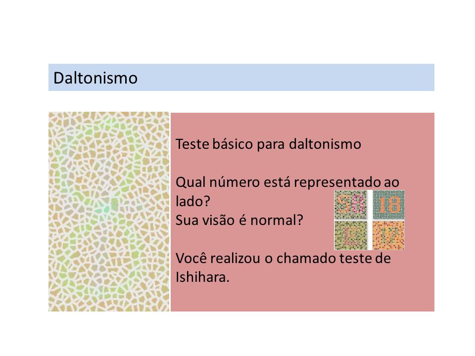 Daltonismo Teste básico para daltonismo