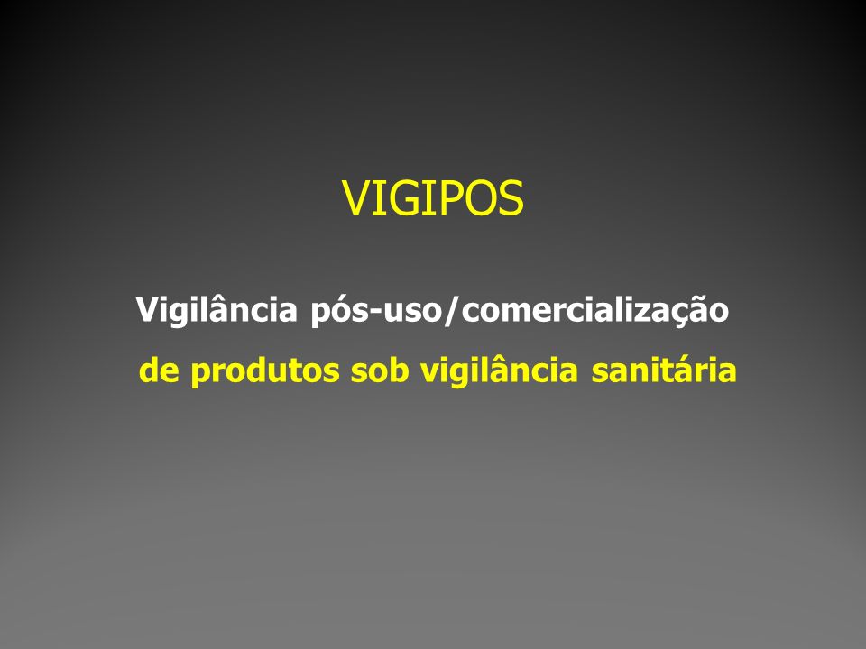 VIGIPOS Vigilância pós-uso/comercialização