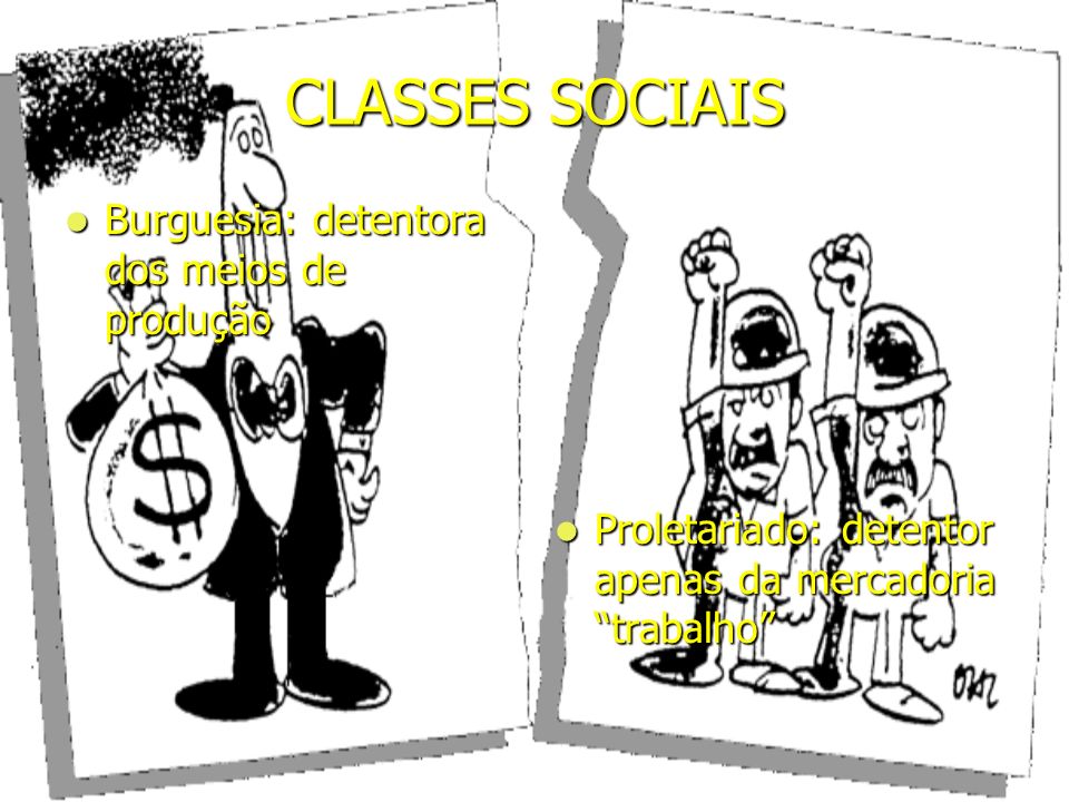 CLASSES SOCIAIS Burguesia: detentora dos meios de produção