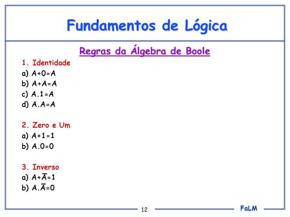 Regras da Álgebra de Boole