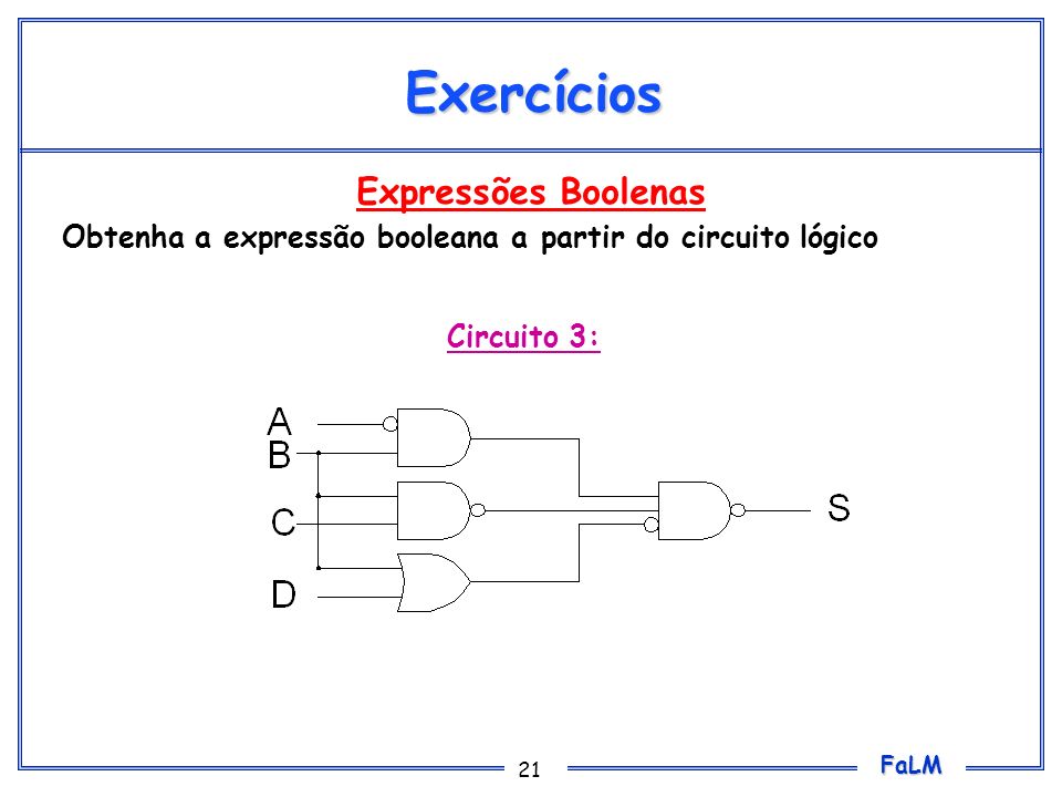 Exercícios Expressões Boolenas