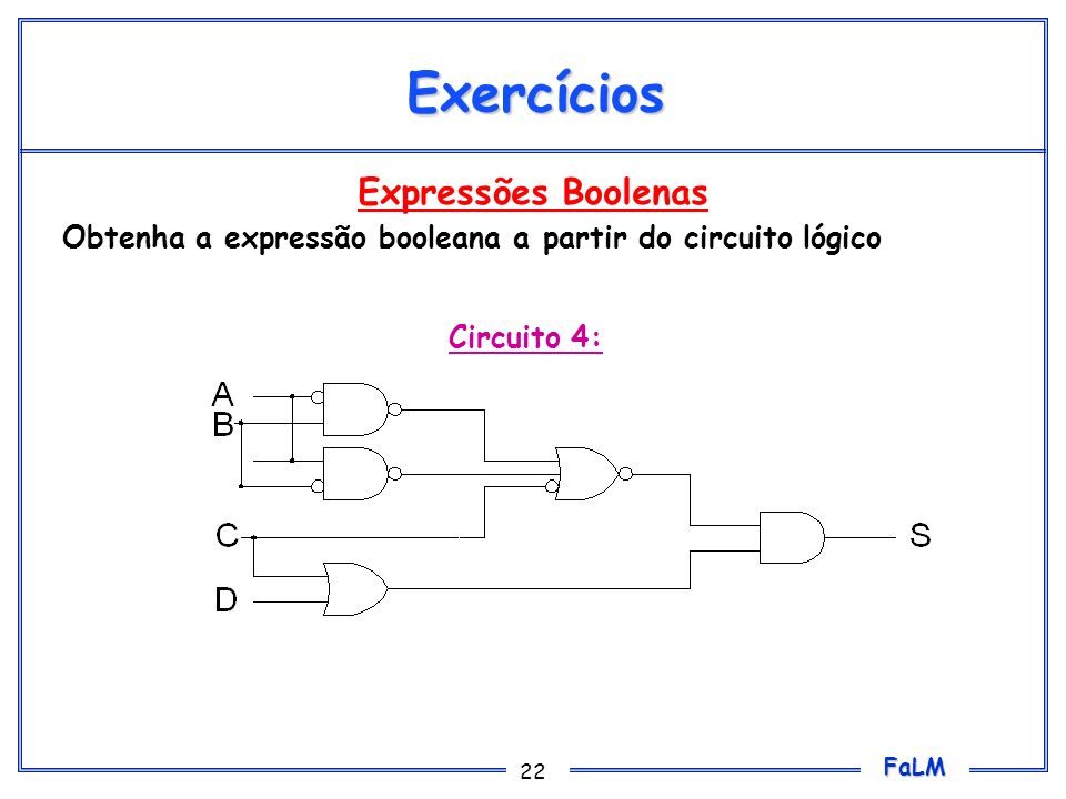 Exercícios Expressões Boolenas