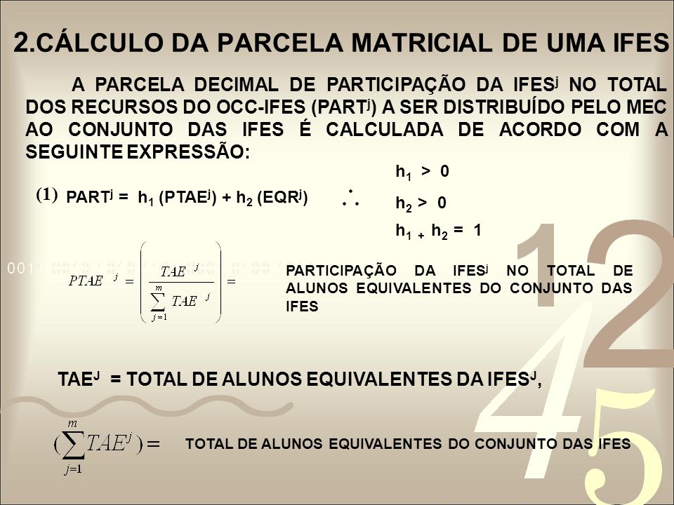 2.CÁLCULO DA PARCELA MATRICIAL DE UMA IFES