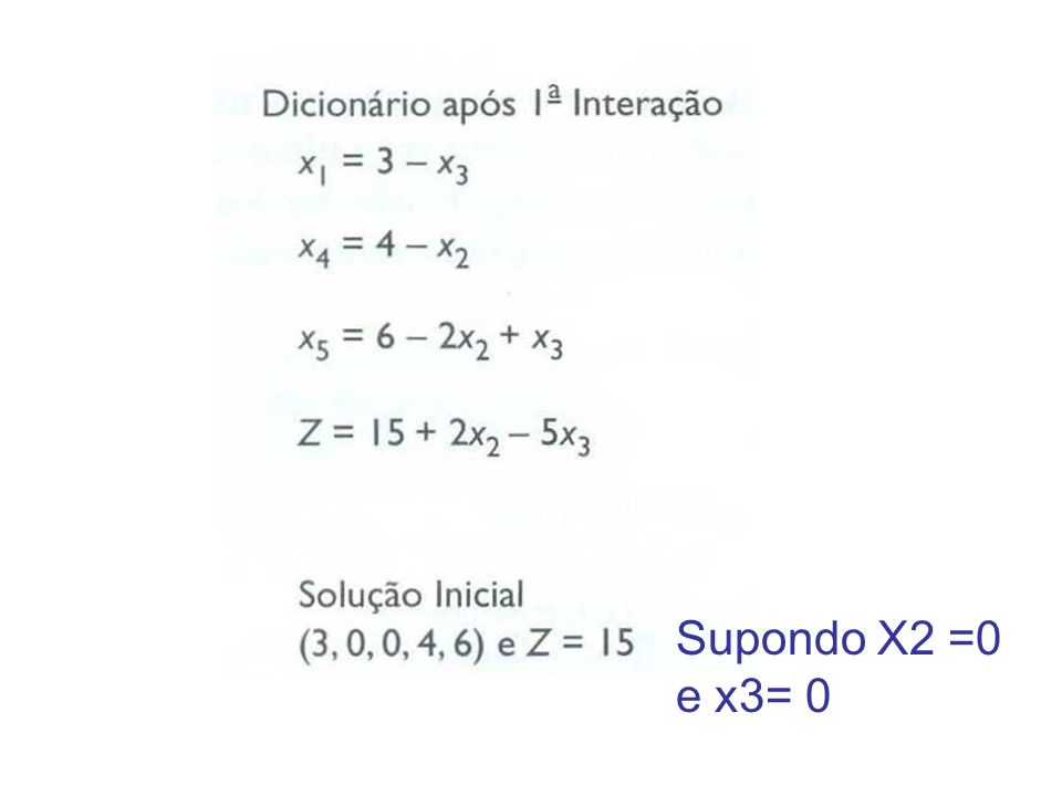 Supondo X2 =0 e x3= 0