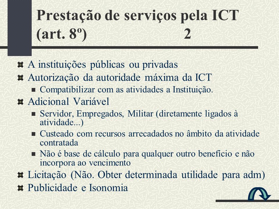 Prestação de serviços pela ICT (art. 8º) 2