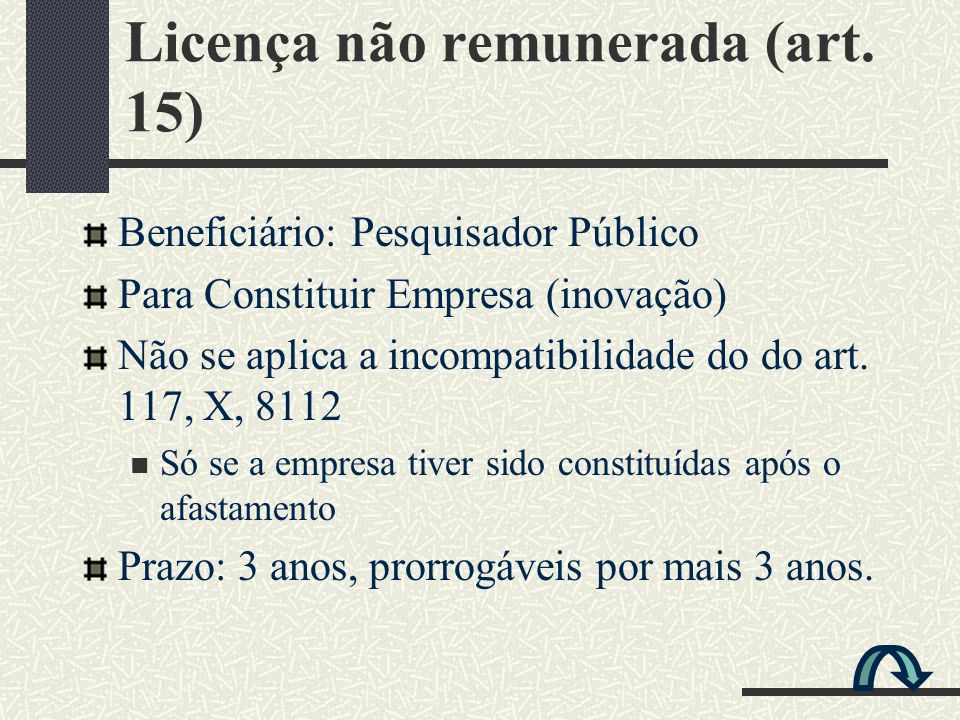 Licença não remunerada (art. 15)