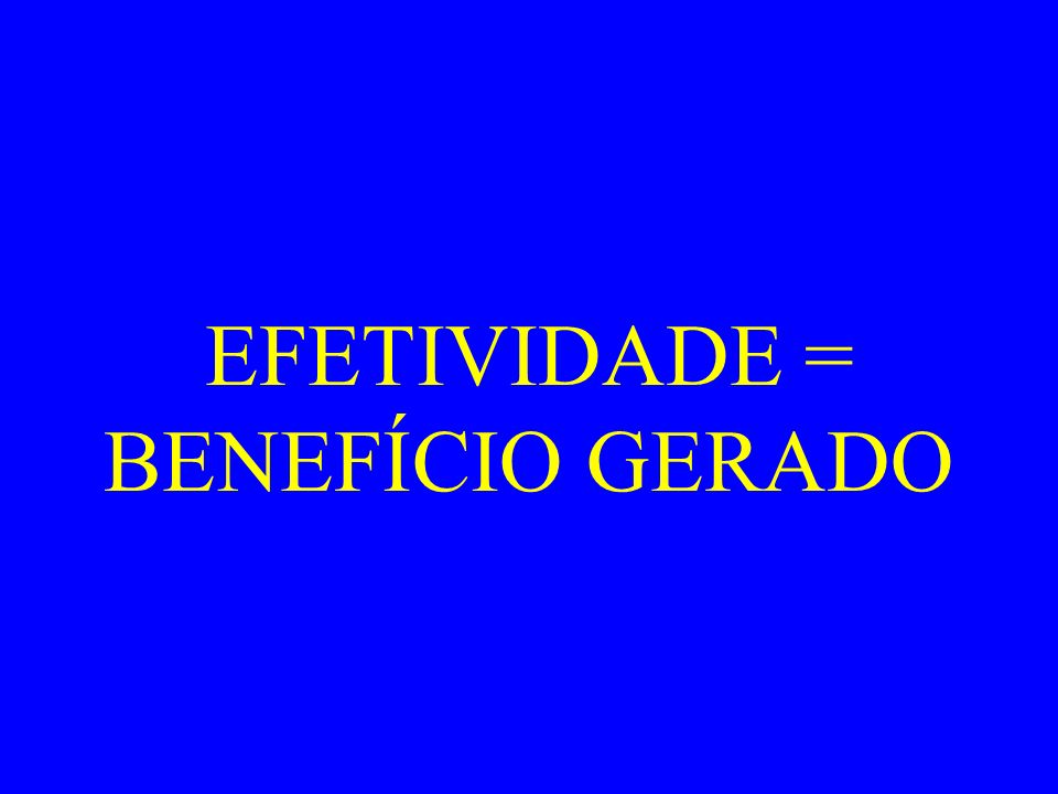 EFETIVIDADE = BENEFÍCIO GERADO
