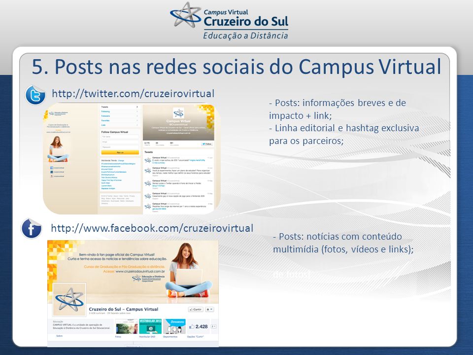5. Posts nas redes sociais do Campus Virtual