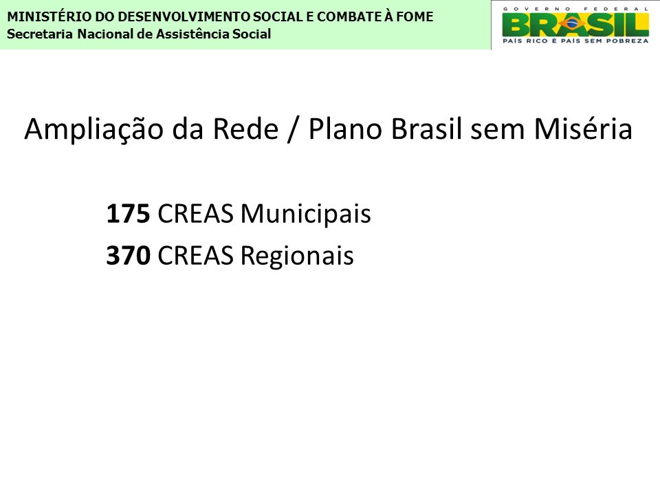 Ampliação da Rede / Plano Brasil sem Miséria
