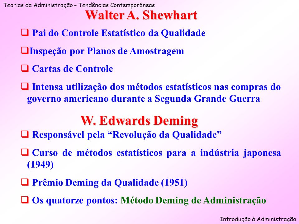 Walter A. Shewhart W. Edwards Deming