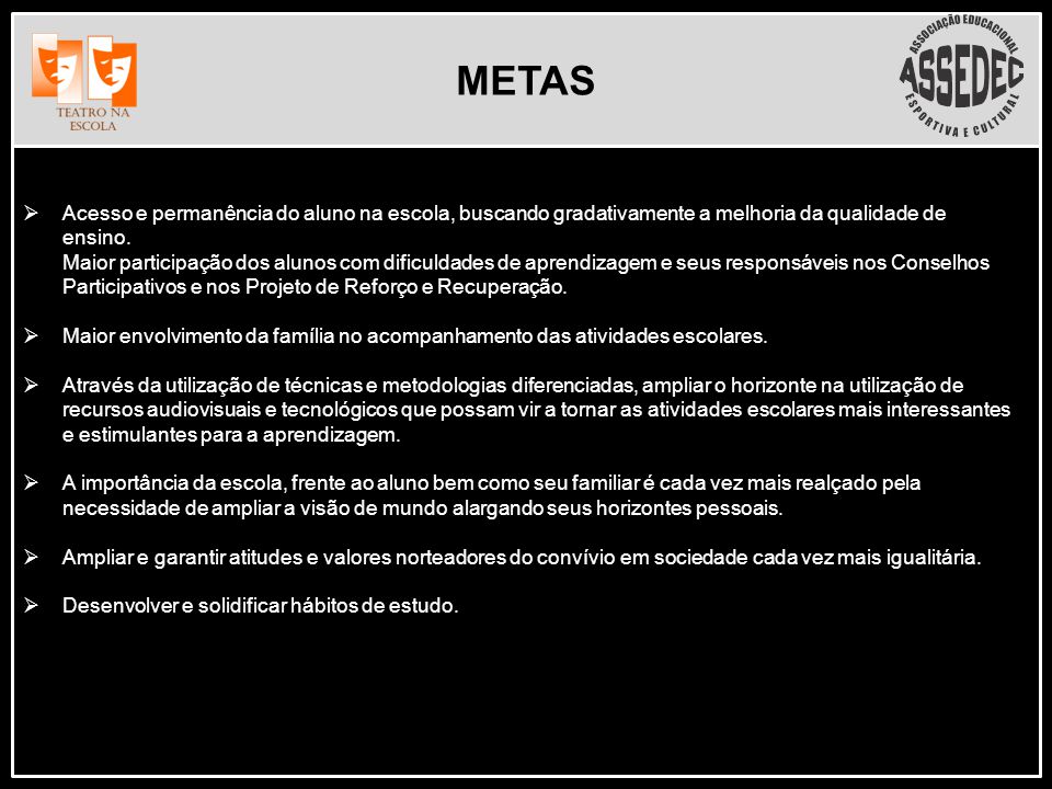 METAS Implementação da Proposta Pedagógica do Estado de São Paulo.
