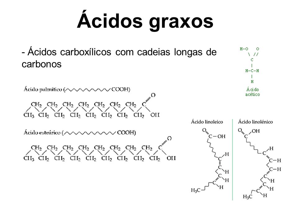 Ácidos graxos - Ácidos carboxílicos com cadeias longas de carbonos