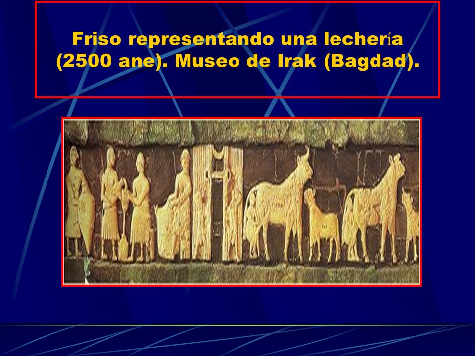 Friso representando una lechería (2500 ane). Museo de Irak (Bagdad).