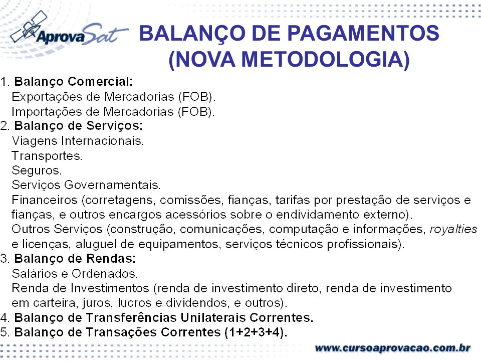 BALANÇO DE PAGAMENTOS (NOVA METODOLOGIA)
