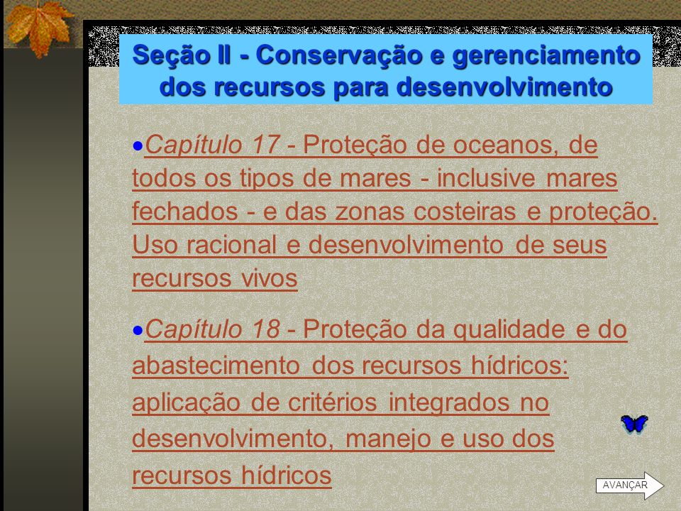Seção II - Conservação e gerenciamento dos recursos para desenvolvimento