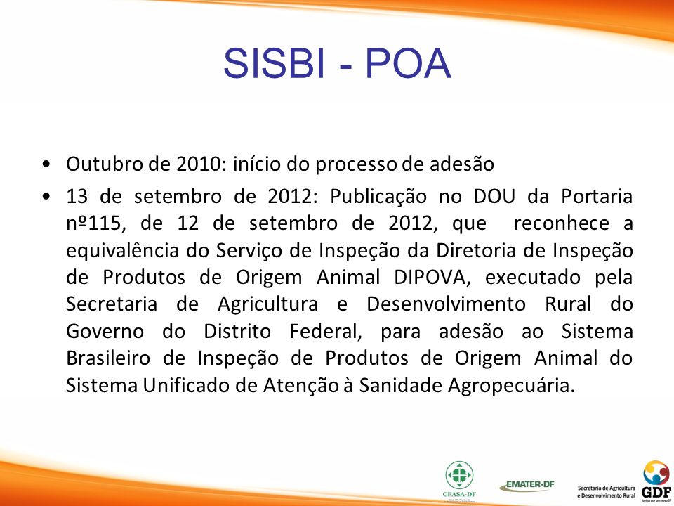 SISBI - POA Outubro de 2010: início do processo de adesão