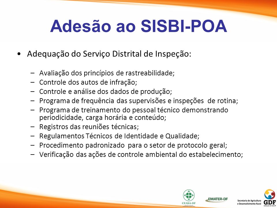 Adesão ao SISBI-POA Adequação do Serviço Distrital de Inspeção: