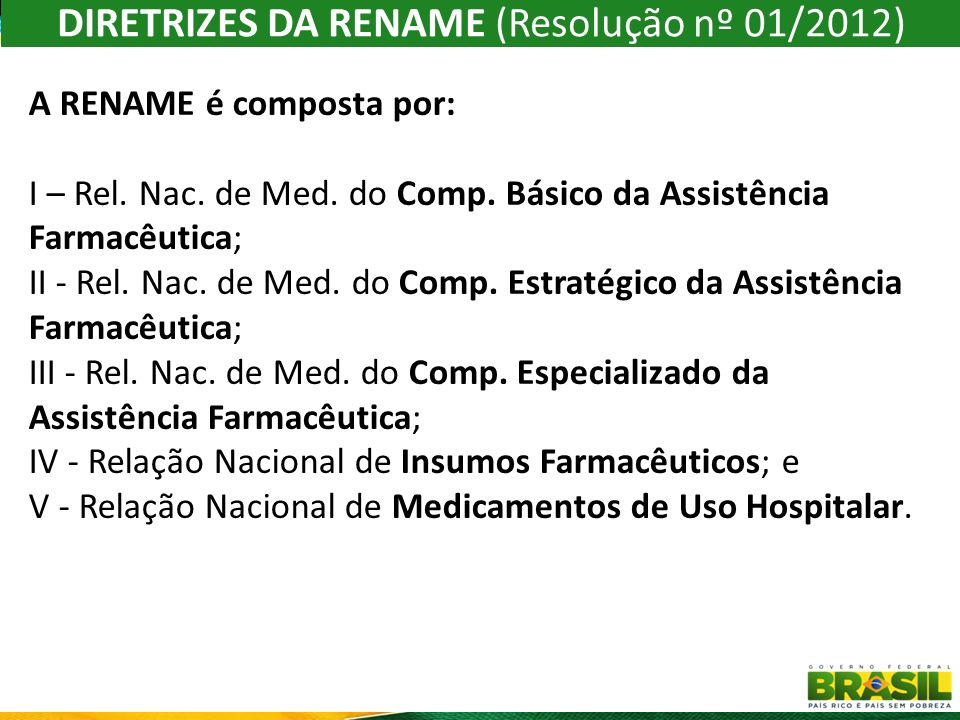 DIRETRIZES DA RENAME (Resolução nº 01/2012)