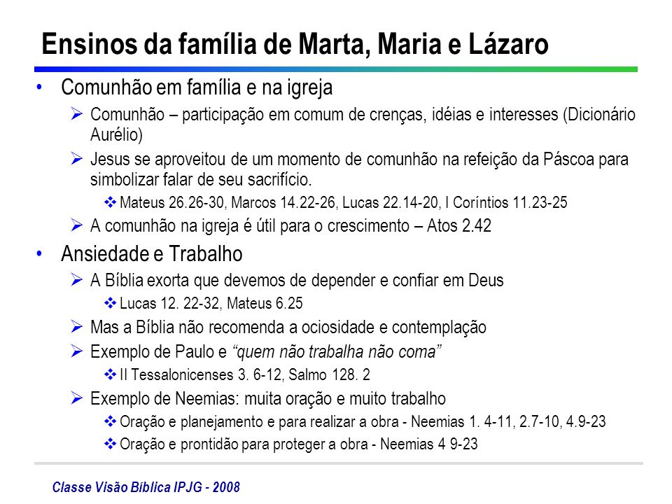 Ensinos da família de Marta, Maria e Lázaro