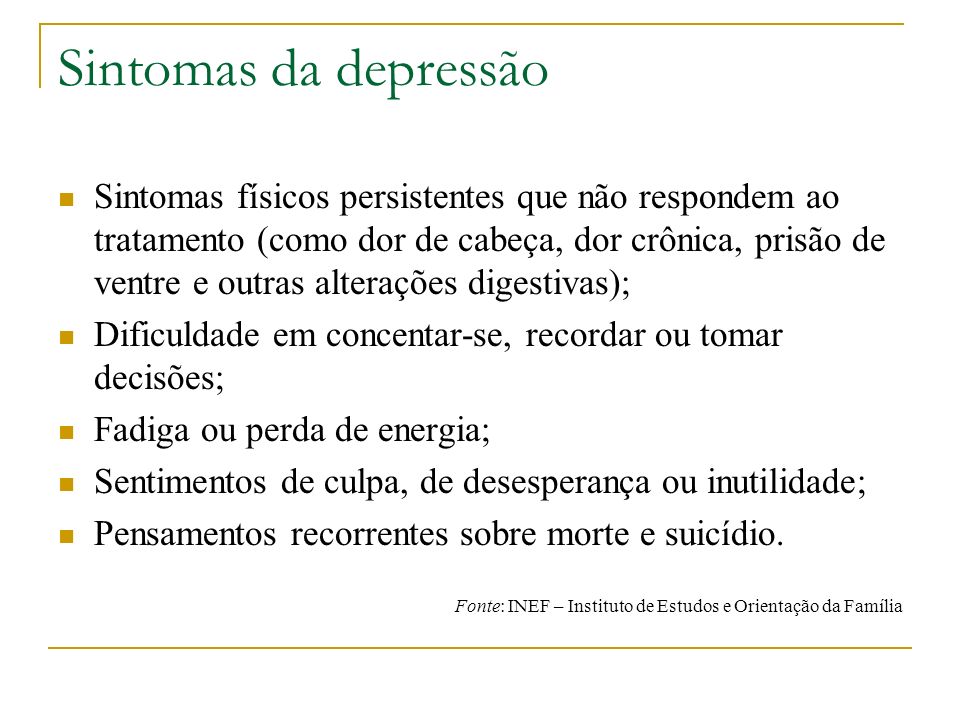 Sintomas da depressão