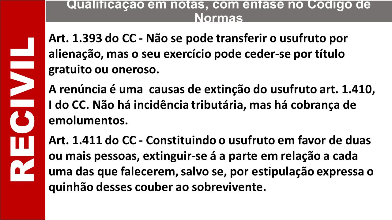 Qualificação em notas, com ênfase no Código de Normas