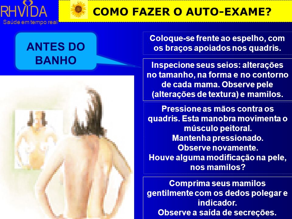 ANTES DO BANHO COMO FAZER O AUTO-EXAME