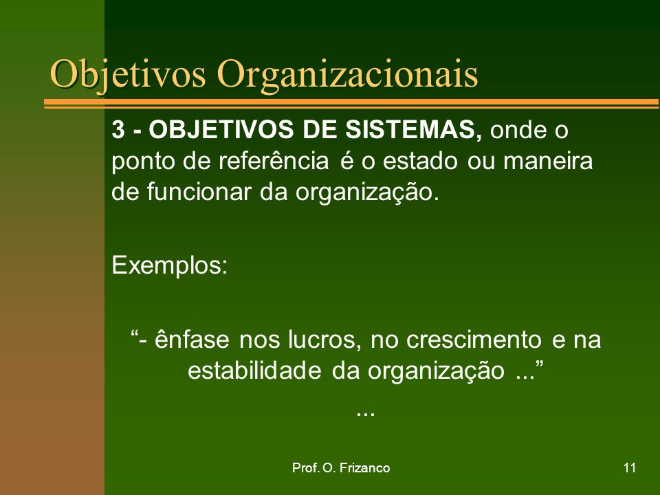 Objetivos Organizacionais