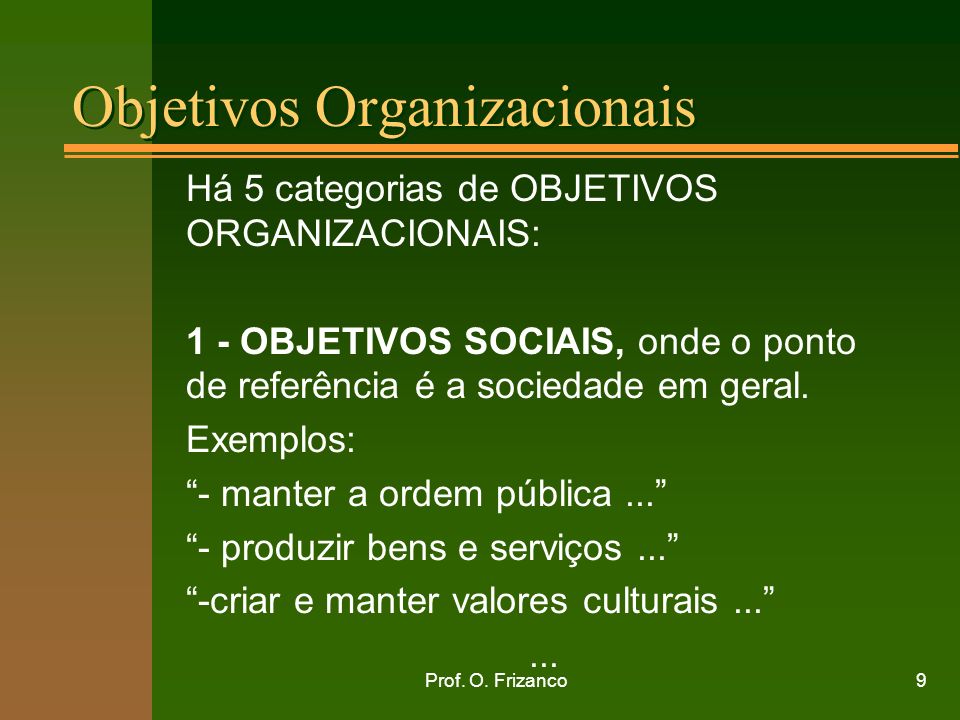 Objetivos Organizacionais